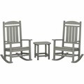 Polywood Presidential Slate Grey Patio Set with South Beach Side Table and 2 Rocking Chairs 633PWS1661GY